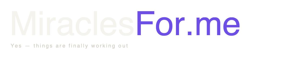MiraclesFor.me wordmark on dark background